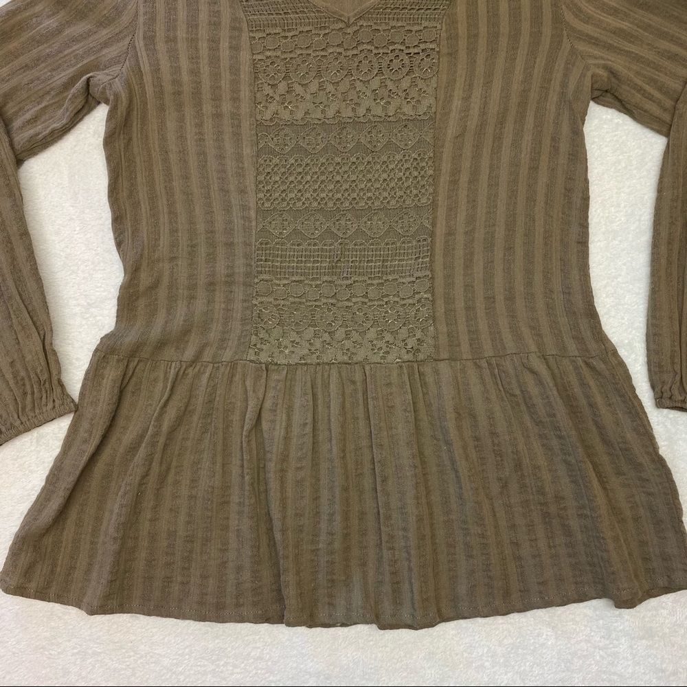 Knox Rose Olive Green Long Sleeve Crochet Blouse - Picture 5 of 16